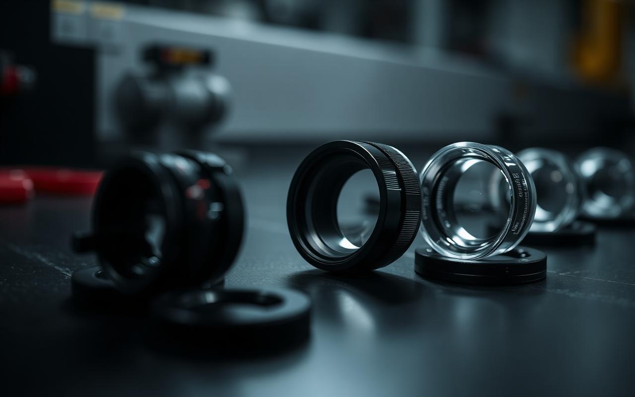 Ilustrační fotografie precizních optických čoček.